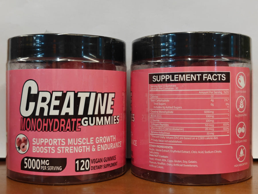 Creatine Monohydrate Gummies 5000mg Per Serving, Vegan