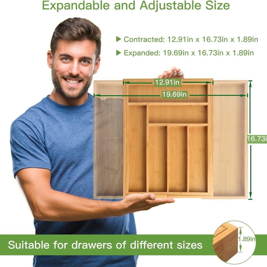 Extendable Bamboo Drawer Organizer